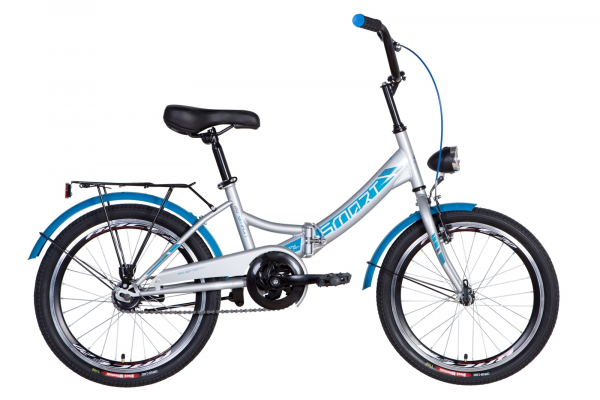 Велосипед 20" Formula SMART с фонарём 2021 (серебристо-синий)