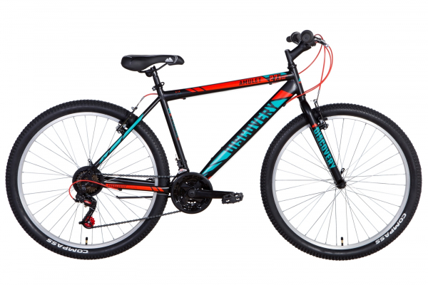 Велосипед ST 27.5" Discovery AMULET Vbr 2021 (чорно-червоний з бірюзовим (м))