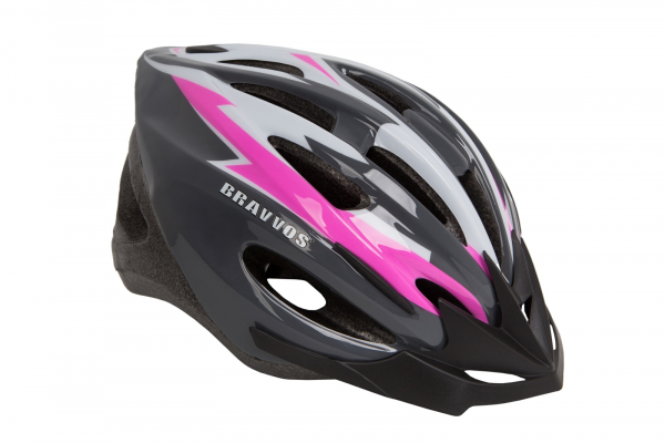 Шлем велосипедный HEL128 (черно-бело-розовый)