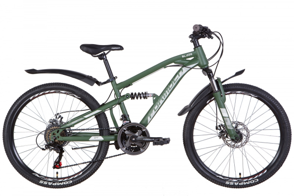 Велосипед ST 24" Formula BLAZE AM2 DD рама - з крилом Pl 2022 (темно-зелений (м))